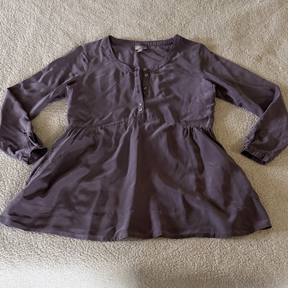 J. Jill 100% Silk Babydoll Purple Blouse XS